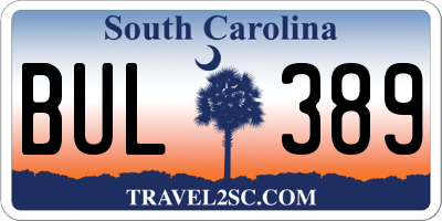 SC license plate BUL389
