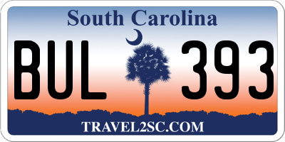 SC license plate BUL393