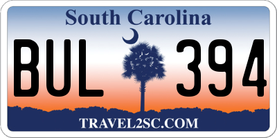 SC license plate BUL394