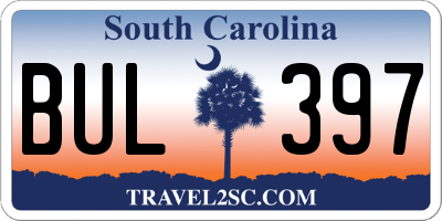 SC license plate BUL397