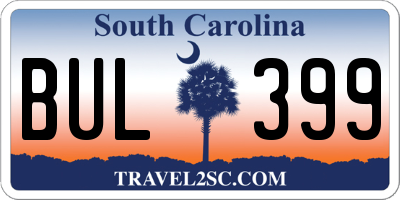 SC license plate BUL399