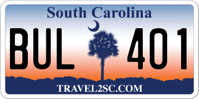SC license plate BUL401