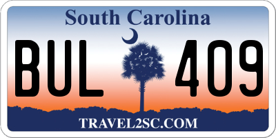 SC license plate BUL409