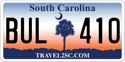 SC license plate BUL410