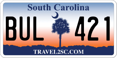 SC license plate BUL421