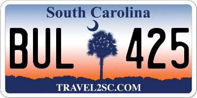 SC license plate BUL425