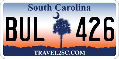 SC license plate BUL426