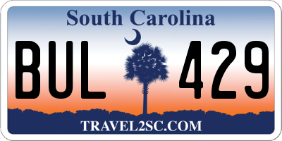 SC license plate BUL429