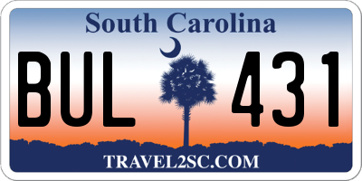 SC license plate BUL431