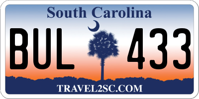 SC license plate BUL433