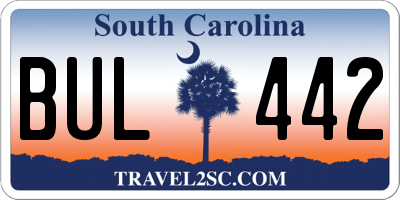 SC license plate BUL442