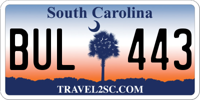 SC license plate BUL443