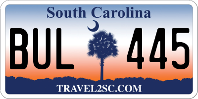 SC license plate BUL445