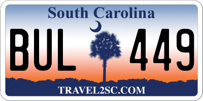 SC license plate BUL449