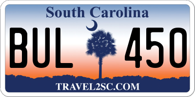SC license plate BUL450
