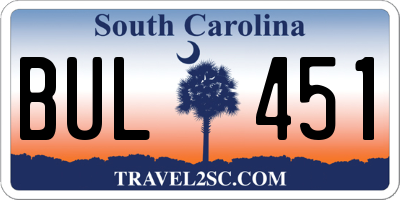 SC license plate BUL451
