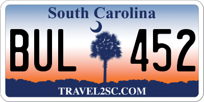 SC license plate BUL452