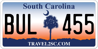 SC license plate BUL455