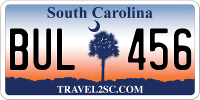 SC license plate BUL456
