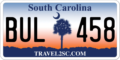 SC license plate BUL458
