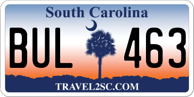 SC license plate BUL463