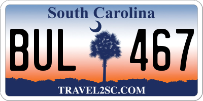 SC license plate BUL467