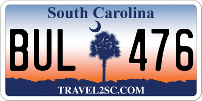 SC license plate BUL476