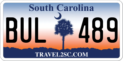 SC license plate BUL489
