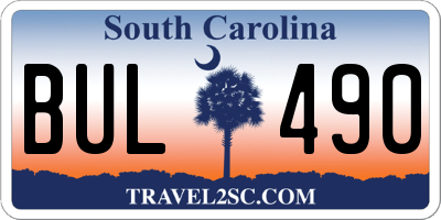 SC license plate BUL490