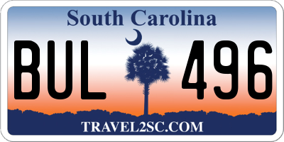 SC license plate BUL496