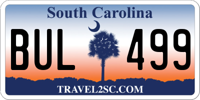 SC license plate BUL499