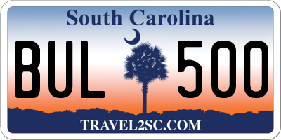 SC license plate BUL500