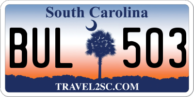 SC license plate BUL503