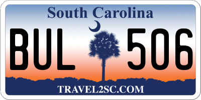 SC license plate BUL506