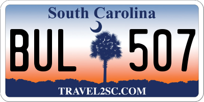SC license plate BUL507