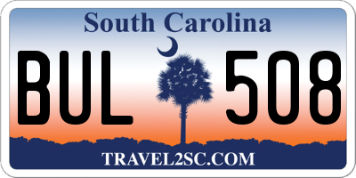 SC license plate BUL508