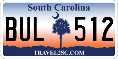 SC license plate BUL512