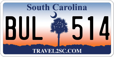 SC license plate BUL514