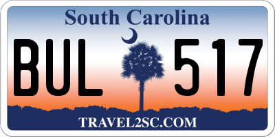 SC license plate BUL517