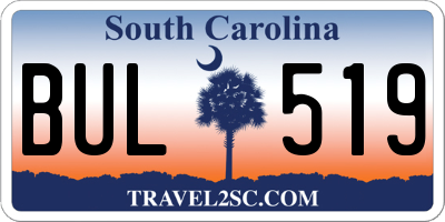 SC license plate BUL519
