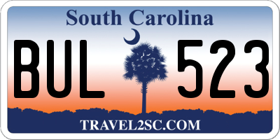 SC license plate BUL523