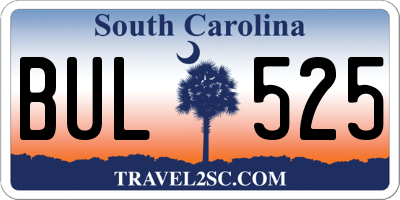 SC license plate BUL525
