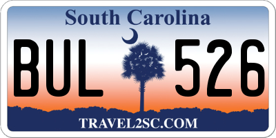 SC license plate BUL526