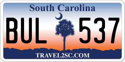 SC license plate BUL537