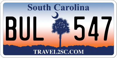 SC license plate BUL547