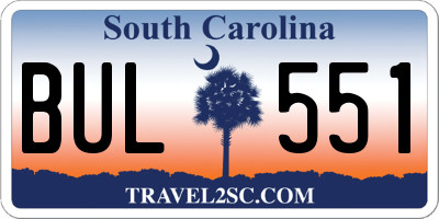 SC license plate BUL551