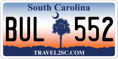 SC license plate BUL552