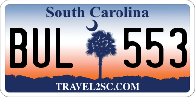 SC license plate BUL553