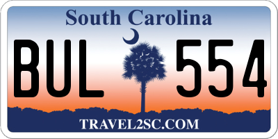 SC license plate BUL554