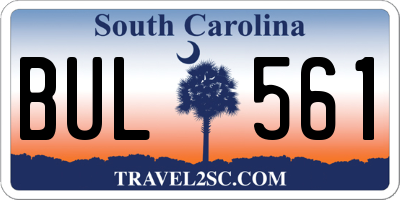SC license plate BUL561